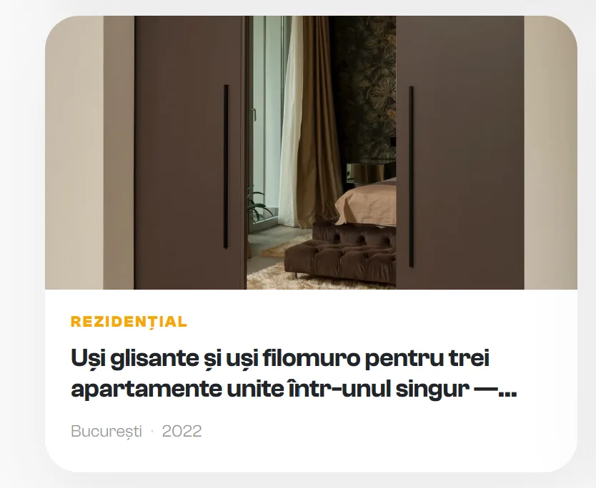 Kulttur București — Uși glisante și filomuro, proiect Asmita Gardens