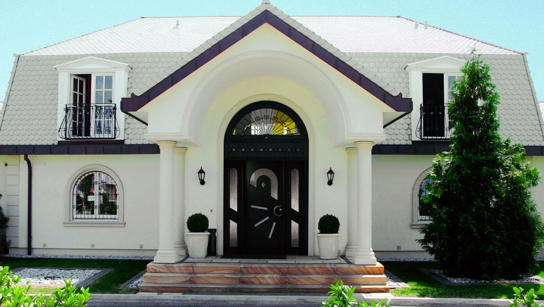 Ușă de exterior din lemn Azurit cu sticlă satinată - Kulttur București