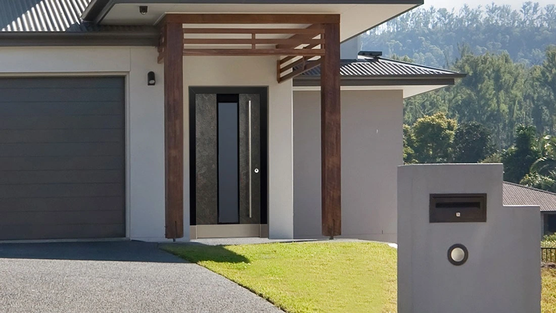 Ușă de exterior din lemn Opal cu piatră naturală - Kulttur București