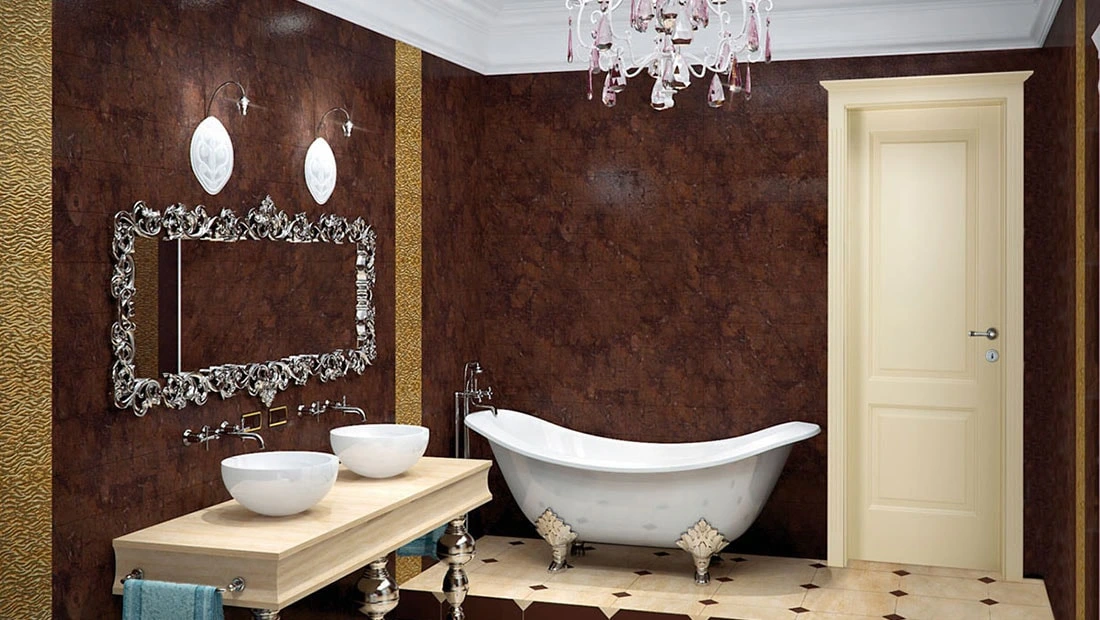 Usa de interior clasica, model Prima 2 cu pervazuri frezate si cornisa aplicata pe partea superioara