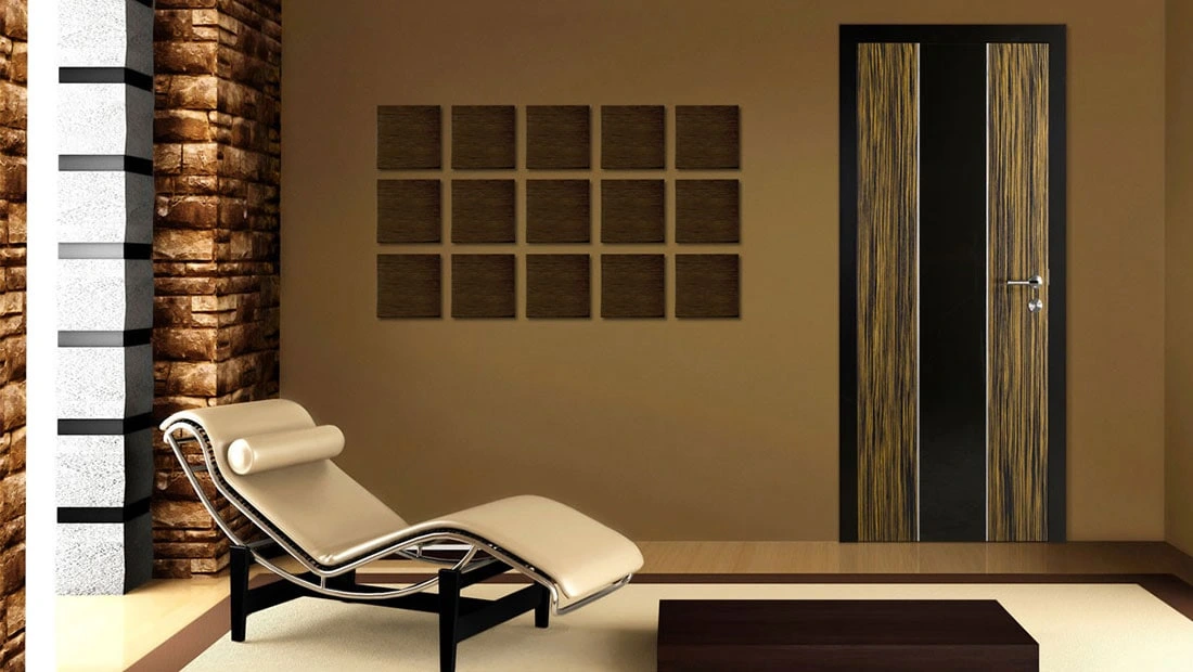 Ușă de interior din lemn stratificat și furnir natural Atlantis CL.1 Macassar Natur