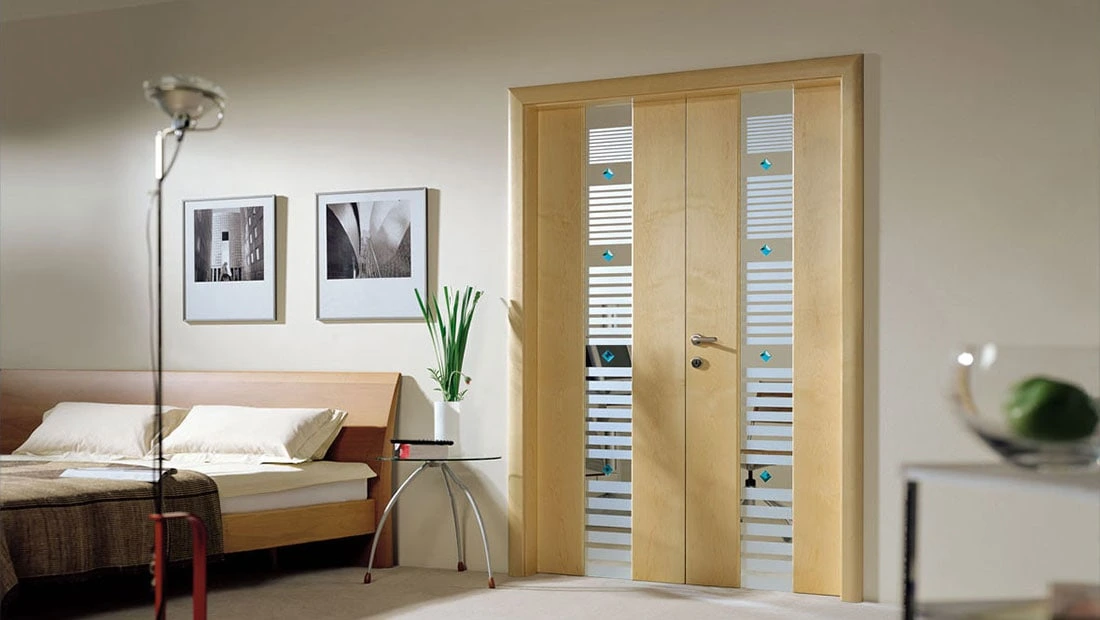 Ușă de interior dublă, din lemn stratificat cu sticlă securizată Atlantis CL2 Artar